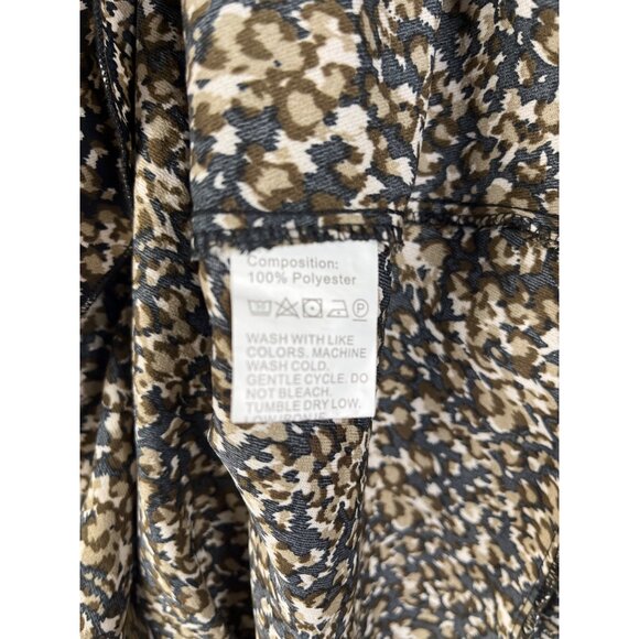 SHEIN Dress Women Short Sleeve Mini Ruffle V Neck Wrap Style Black Brown 12 Boho - Picture 11 of 13